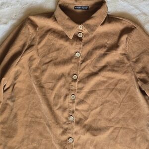 Tan Button-Up Corduroy Shirt